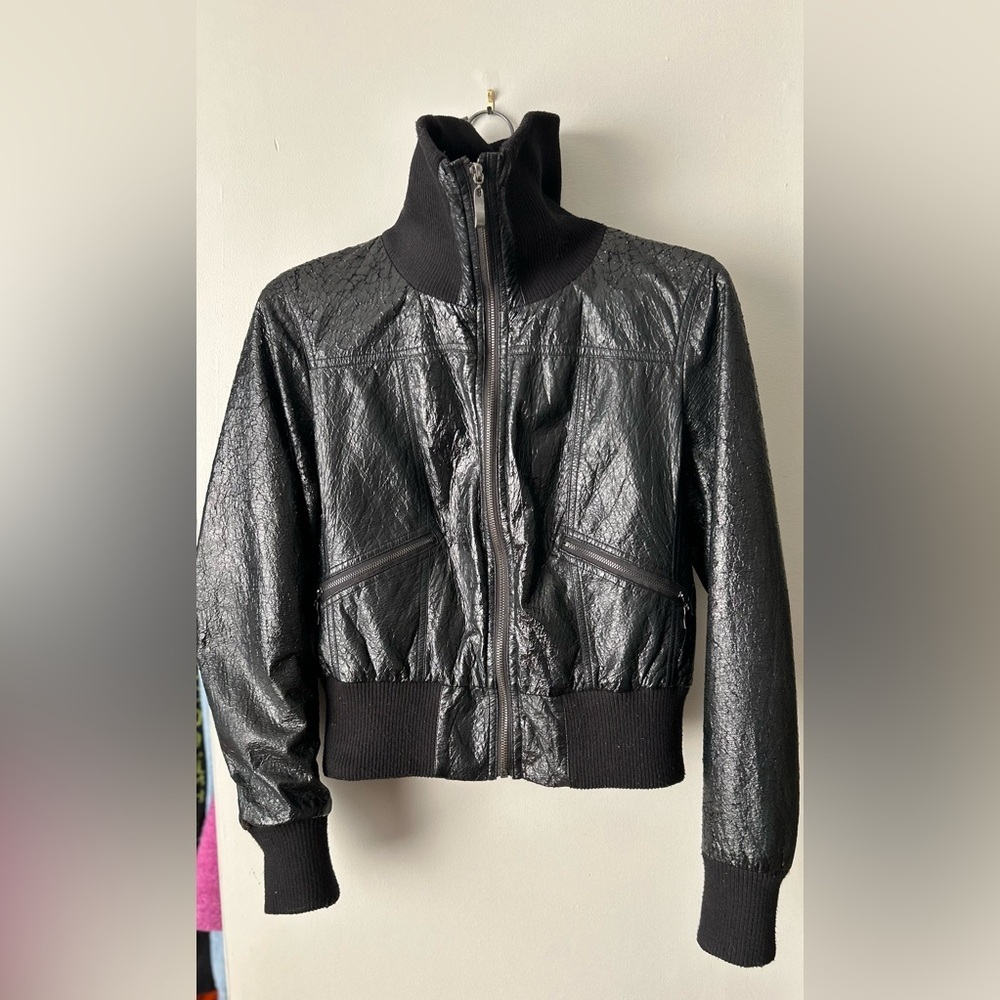 Via Spiga vegan cracked leather bomber jacket - Picture 2 of 14